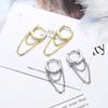 Pendientes de mujer estilo coreano, frescos y elegantes, con forma de corazón, sencillos, de doble capa, con cadena y hebilla para la oreja.