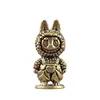 Popular Muñeca Pequeña Transfronteriza Latón Puro Labubu Retro Decorativo Escritorio Mascota de Té Artesanías Adornos de Cobre