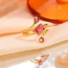 Anillo Abierto de Acero Inoxidable con Diseño Personalizado Transfronterizo para Mujer, Anillos de Pareja de Circonia de Colores, Anillo de Cubo de Azúcar Que No Se Desvanece