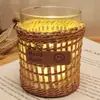 Comércio Exterior Transfronteiriço Atacado Pote de Vidro Transparente para Velas de Palha Copo de Aromaterapia Recipiente de Vidro Estilo Ins Enfeites Decorativos