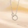 Yi Lu Yin Prata Esterlina S925 Banhado a Ouro Moda Anel Duplo Anel Interligado Colar Elegante Moda Versátil Conjunto de Corrente para Clavícula