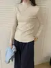 Nuevo Suéter de Punto con Cuello Medio Alto y Volantes para Mujer Otoño/Invierno 2026, Corte Ajustado, Suéter Elegante para Debajo