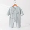 Ropa de una pieza de manga larga para bebés, niños y niñas, Ropa para el hogar para todas las estaciones, Ropa interior sin costuras, Mameluco de algodón puro Clase A