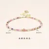 Pulsera de Facetas de Turmalina Natural 2mm Color Caramelo Macaroon Pulsera de Cristal de Fresa Diseño Original Ultrafina Mujer