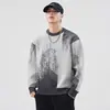 Suéter Masculino Jacquard Quente de Gola Redonda Inverno Novo Estilo Japonês Retro Solto Plus Size Suéter Versátil Tendência