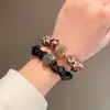 Cuerda de Diamantes de Imitación Famosa de Internet Estilo Coreano Aro para Bollo de Cola de Caballo Alta Cuerda para el Cabello de Adulto Cuerda para el Cabello de Mujer Cuerda Negra para el Cabello