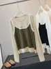 Top de punto con mangas largas y estilo coreano de color block, falso dos piezas, camisola empalmada para mujer, nueva colección de otoño, corte holgado, adelgazante, top básico casual