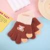 Guantes de Invierno para Niños Pequeños de 2 a 5 Años Cálidos Dibujos Animados Mono Lindo Oso Etiquetado Guantes de Punto de Terciopelo para Bebé