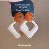 Pendientes de botón con colgante de rombo triangular en forma de abanico de resina, estilo europeo y americano, Aretes versátiles de moda, Pendientes de diseño nicho