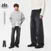 ANSWER ME Jeans rectos holgados estilo americano en negro y gris para hombres y mujeres, pantalones vaqueros casuales con lavado pesado K415