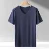 Camiseta Masculina Lisa de Manga Curta Verão Fina Simples Gola V Solta Jovens Meia Manga Casa Casual