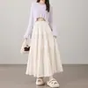 Falda de Lana de Capas para Otoño/Invierno 2025 con Dobladillo Ancho, Falda Larga de Corte A, Adelgazante y Favorecedora, Falda Media Elástica de Cintura Alta