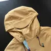 Chaqueta de trabajo con capucha de tres pruebas estilo montaña, de gran valor para exteriores, tela con efecto dopamina, corte holgado