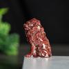 Enfeites de Leão Feitos de Resina e Cristais Naturais, Posição Sentada, Plantas Verdes de Leão, Decoração de Estátua para Desktop, Escritório, Casa