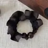 Nuevo Elegante Scrunchie de Satén Plisado con Volantes y Encaje de Alta Gama Versátil Personalidad Color Sólido Goma para el Cabello Accesorio para el Cabello