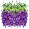 Flores de glicinia artificiales para decoración de techo, decoración de bodas, flores artificiales para decoración de sala de estar, escenarios de parques y hoteles (12 piezas por juego)