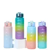 Copo de Chá Colorido Gradiente 1000ml Transfronteiriço com Filtro Copo de Plástico Copo de Água Esportivo Fosco Bolsa Espacial Venda por Atacado