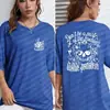 Camiseta Feminina de Algodão Y2K com Gola Redonda, Manga Curta, Estampa Personalizada de Caveira e Flores, Versátil, Macia, Top de Verão Super