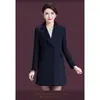 Abrigo de lana mujer invierno nuevo abrigo de lana de longitud media de alta gama elegante ajustado elegante abrigo para madre color liso
