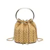 Bolsa de Noite Transfronteiriça 2026 Novo Estilo Elegante Bolsa de Mão com Strass Cordão Simples Moda Bolsa de Balde Totalmente com Strass para Mulheres Atacado