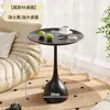 Mesa auxiliar pequeña de color crema, sofá de sala de estar, mesa redonda simple de hierro forjado, mesa de café para dormitorio, balcón de apartamento pequeño, mesa fácil de montar