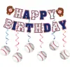 Decoración para Fiesta Temática de Béisbol Traje Bandera Béisbol Deportes Fiesta de Cumpleaños Bandera Flor Tarjeta de Pastel Panal