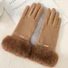 Luvas Quentes para Mulheres no Inverno, Espessadas com Lã, Fofas, à Prova de Vento, Espessadas com Lã, Adequadas para Ciclismo ao Ar Livre, Luvas Quentes com Tela Sensível ao Toque