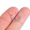 Anillo de nariz de ópalo elegante transfronterizo, anillo de acero inoxidable para tabique nasal, hueso de la oreja, clavo, perforación corporal con incrustaciones de diamantes