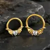 Anillo nasal cerrado sin costuras de aleación de titanio G23 con incrustaciones de circonita Zhenping, aro para tabique nasal y hueso de la oreja, joyería nasal finamente tallada F136