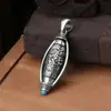 Pingente Rotativo Criativo e Estiloso para Alívio do Estresse Metal Masculino Oco Seis Caracteres Colar Giratório, Colar de Personalidade Vintage Mesmo Estilo