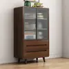 Aparador Pequeño de Apartamento Nórdico de Madera Maciza Gabinete de Té Mesa de Café Gabinete de Almacenamiento Estilo Chino Nuevo Gabinete de Almacenamiento para Dormitorio