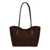 Bolso de Mano con Textura Suave de Gamuza Retro Maillard Otoño/Invierno 2026 para Mujeres que Van al Trabajo Bolso Tote de Hombro Único