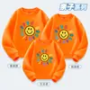 Creche Atividade Pai-Filho Aula de Apresentação Roupas Outono Novo Moletom Roupas Pai-Filho Smiley com forro de fleece Blusão Top Smiley