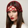 Gorro de Pelo Estilo Julieta Multicolor Retro Europeo y Americano con Cadena de Malla de Cristal Hecha a Mano, Tocado Hueco con Perlas para Vestido de Novia