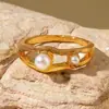 Joias Transfronteiriças Europeias e Americanas, Anel de Pérola com Design de Nicho da Moda, Anel Único, Joia de Anel Versátil Estilo Oceano