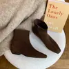 Botines de tobillo de tacón grueso cuadrado de comercio exterior transfronterizo, estilo minimalista de tacón bajo, para otoño e invierno, con cremallera lateral en negro, gris y marrón, botas de moda para mujer