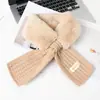 Cachecol feminino inverno estilo coreano moderno versátil quente imitação de pelo de coelho Rex pelúcia tricotada proteção cruzada para o pescoço pequeno lenço primavera e outono