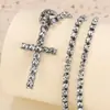 Colgante de Cruz de Diamantes Completo Europeo y Americano de Venta Caliente Transfronteriza, Lujo Ligero, Collar Único de Nicho para Mujer, Cadena de Suéter, Accesorios al por Mayor