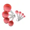 Juego de 8 piezas de taza medidora y cuchara medidora de acero inoxidable, cuchara medidora con escala, cuchara medidora, taza medidora de plástico, juego de cucharas medidoras