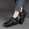 Botines cortos de mujer nuevos de otoño e invierno Shanghai Jiejie con velcro retro, suela suave de piel vacuna, punta cuadrada, casuales y cómodos