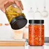 Pote de Vidro Redondo para Mel com Tampa Alta, Pote Reto para Picles, Pote para Molho de Pimenta com Tampa, Pote Hermético para Armazenamento, Pote de Vidro de Grau Alimentício