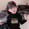 Camisetas de Manga Longa com Gola Alta Meia-Estação Outono/Inverno para Meninas, Camisetas Básicas para Crianças e Bebês, Tops de Veludo Modernos e Fofos