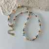 Collar de Piedras Naturales Dopamina de Colores Estilo Chino Retro Collar para Clavícula Collar Versátil de Verano para Mujer
