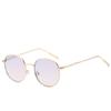 Gafas de sol de montura pequeña europea y americana de montura redonda metálica de borde grueso y a todo color, color océano, nuevas gafas de sol de moda