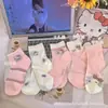 Pêssego Queijo~Meias Japonesas Fofas para Mulheres Ins Doce Rosa Gato Kt Meias Curtas JK com Renda Malha Respirável Estudante