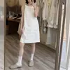 2026 Vestido Tubinho Reto Super Bonito Estilo Férias na Costa Francesa Vestido Branco Sem Mangas para Mulheres Verão Nova Chegada