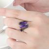 Deseo Anillo Ojo de Caballo de Gema Púrpura Europeo y Americano Más Vendido Chapado en Oro Negro Chapado en Diamante Púrpura Joyería Anillo Salida de Fábrica