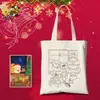 Bolsa de Lona para Colorir de Natal Infantil DIY Pintada à Mão Bolsa de Lona de Mão Conjunto Bolsa de Algodão de Ombro Único Logo Impresso