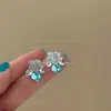 Brincos de Flor de Açúcar Azul Frescos e Simples para Mulheres, Estilo Francês, de Alta Qualidade, Personalizados, Doces, Modernos e na Moda