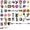 50 piezas de pegatinas PET estilo pop de milenio con elementos divertidos retro americanos para diario DIY, tazas de agua y guitarras, pegatinas transparentes